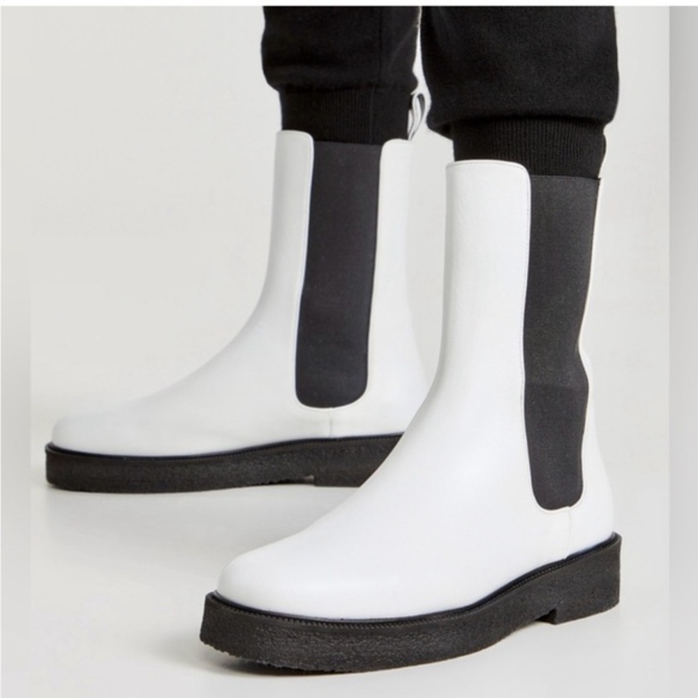 Staud Ankle Boots Palamino in Leather Bone White
